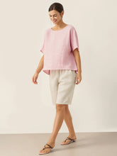 Load image into Gallery viewer, 100% Linen Elastic Drawstring Waist Capri Pants XIMENA