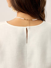 Load image into Gallery viewer, 100% Linen Scoop Neck Slit Back Pullover Top FELICIA
