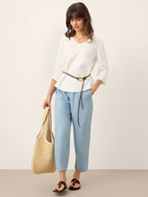 Load image into Gallery viewer, 100% Linen Scoop Neck Slit Back Pullover Top FELICIA