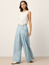Load image into Gallery viewer, 100% Linen Sculpted Pleat Elasticated Back Relaxed Pants VERIDIANA