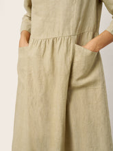 Load image into Gallery viewer, 100% Linen Shirred Waistline Patch Pocket Maxi Dress MARCELLA