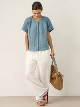 Load image into Gallery viewer, 100% Linen Short Sleeve Crew Neck Shirt FINA