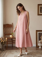 Load image into Gallery viewer, 100% Linen Sleeveless A-Line Maxi Dress TARA