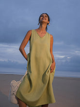 Load image into Gallery viewer, 100% Linen Sleeveless A-Line Maxi Dress TARA