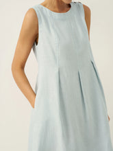 Load image into Gallery viewer, 100% Linen Sleeveless Shoulder Button Midi Dress FREYA