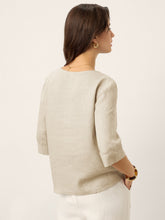 Load image into Gallery viewer, 100% Linen Split Neck Inverted Pleat Top TABITHA
