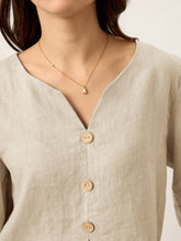 Load image into Gallery viewer, 100% Linen Split Neck Inverted Pleat Top TABITHA