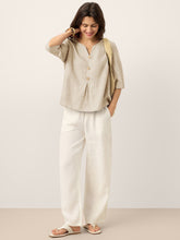 Load image into Gallery viewer, 100% Linen Split Neck Inverted Pleat Top TABITHA