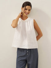 Load image into Gallery viewer, 100% Linen Structured Collar Sleeveless Blouse BLAIR
