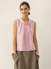 Load image into Gallery viewer, 100% Linen Structured Collar Sleeveless Blouse BLAIR