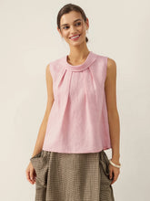 Load image into Gallery viewer, 100% Linen Structured Collar Sleeveless Blouse BLAIR