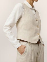 Load image into Gallery viewer, 100% Linen V-Neck Buttoned Closure Vest DELIA