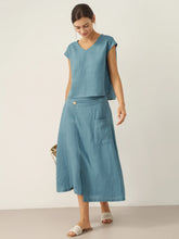 Load image into Gallery viewer, 100% Linen V-Neck Cap Sleeve Crop Top FRESSA