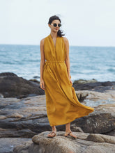 Load image into Gallery viewer, 100% Linen V-Neck Halter Maxi Dress BETH