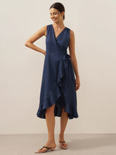 Load image into Gallery viewer, 100% Linen V-Neck One-Piece Ruffle Hem Maxi Dress MAYA