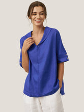Load image into Gallery viewer, 100% Linen V-Neck Short Sleeve Shirt SIERRA