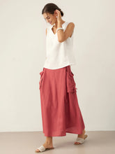 Load image into Gallery viewer, 100% Linen Drawstring Pocket Skirt TESS