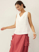 Load image into Gallery viewer, 100% Linen V-Neck Sleeveless Tank Top NICOLE