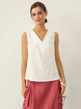 Load image into Gallery viewer, 100% Linen V-Neck Sleeveless Tank Top NICOLE