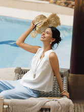 Load image into Gallery viewer, 100% Linen V-Neck Sleeveless Tank Top NICOLE