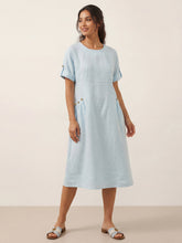 Load image into Gallery viewer, 100% Linen Vintage A-Line Button Detail Maxi Dress AMIN