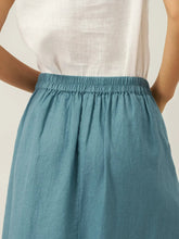 Load image into Gallery viewer, 100% Linen Elastic Waist Angled Wrap Skirt FRESSA
