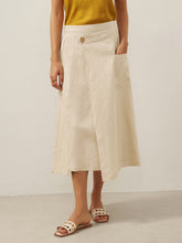 Load image into Gallery viewer, 100% Linen Elastic Waist Angled Wrap Skirt FRESSA
