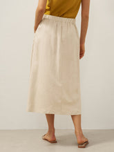 Load image into Gallery viewer, 100% Linen Elastic Waist Angled Wrap Skirt FRESSA