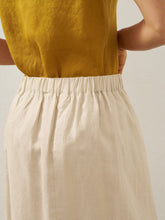Load image into Gallery viewer, 100% Linen Elastic Waist Angled Wrap Skirt FRESSA