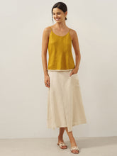 Load image into Gallery viewer, 100% Linen Elastic Waist Angled Wrap Skirt FRESSA