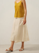 Load image into Gallery viewer, 100% Linen Elastic Waist Angled Wrap Skirt FRESSA