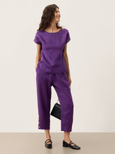 Load image into Gallery viewer, 100% Linen Artisan Button Tapered Pants KATHERINE