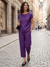 Load image into Gallery viewer, 100% Linen Artisan Button Tapered Pants KATHERINE