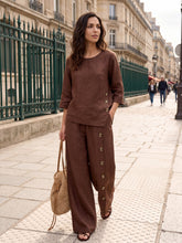 Load image into Gallery viewer, 100% Linen Buttoned Slit-Hem Pants KATYA