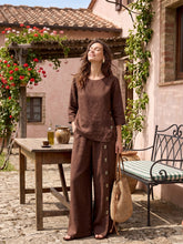 Load image into Gallery viewer, 100% Linen Asymmetric-Hem Button-Trim Top NYLA