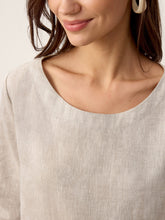 Load image into Gallery viewer, 100% Linen Asymmetric-Hem Button-Trim Top NYLA