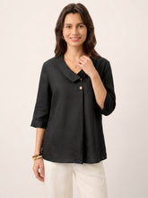 Load image into Gallery viewer, 100% Linen Asymmetric Collar Inverted Pleat Top OTTILIE