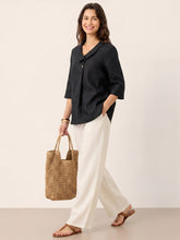 Load image into Gallery viewer, 100% Linen Asymmetric Collar Inverted Pleat Top OTTILIE