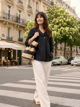 Load image into Gallery viewer, 100% Linen Asymmetric Collar Inverted Pleat Top OTTILIE