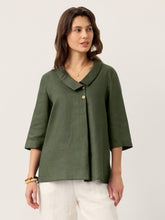 Load image into Gallery viewer, 100% Linen Asymmetric Collar Inverted Pleat Top OTTILIE