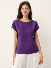 Load image into Gallery viewer, 100% Linen Round Neck Button Detail Top ISABELLE