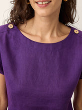 Load image into Gallery viewer, 100% Linen Round Neck Button Detail Top ISABELLE