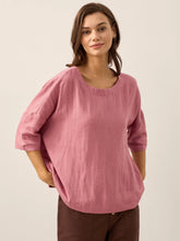 Load image into Gallery viewer, 100% Linen Boatneck 3/4 Length Sleeve Top AURORA