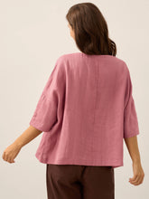 Load image into Gallery viewer, 100% Linen Boatneck 3/4 Length Sleeve Top AURORA