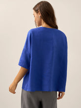 Load image into Gallery viewer, 100% Linen Boatneck 3/4 Length Sleeve Top AURORA