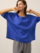 Load image into Gallery viewer, 100% Linen Boatneck 3/4 Length Sleeve Top AURORA