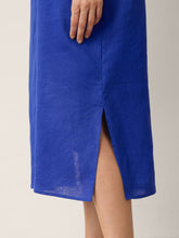 Load image into Gallery viewer, 100% Linen Bow-Tie Cuff Split-Hem Midi Dress JESSAMINE