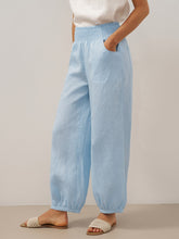 Load image into Gallery viewer, 100% Linen Broad Elastic Waistband Pants TALIA