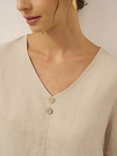 Load image into Gallery viewer, 100% Linen Button Front V-Neck Midi Dress NOA