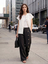 Load image into Gallery viewer, 100% Linen Buttoned Slit-Hem Pants KATYA